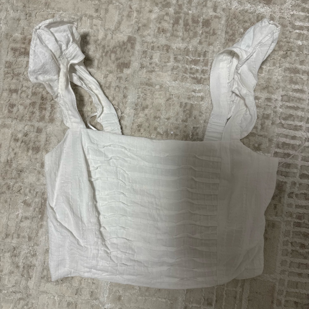 White Textured Sleeveless Top
